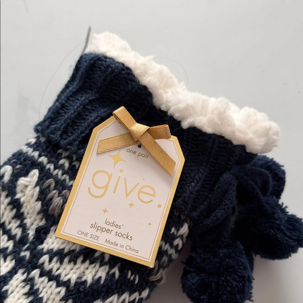 Blue and White Knit‎ Socks